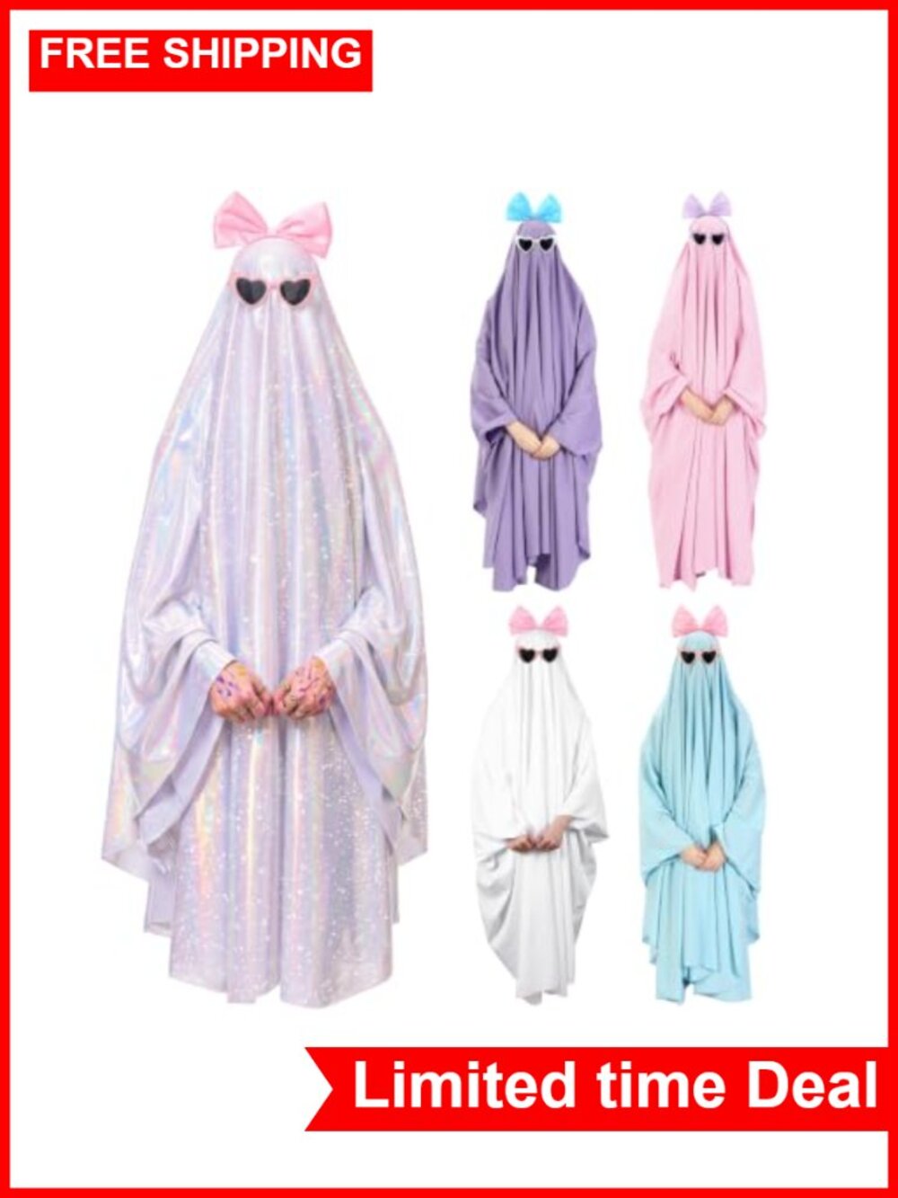 Adult Ghost Costume Set w Sunglasses & Headband